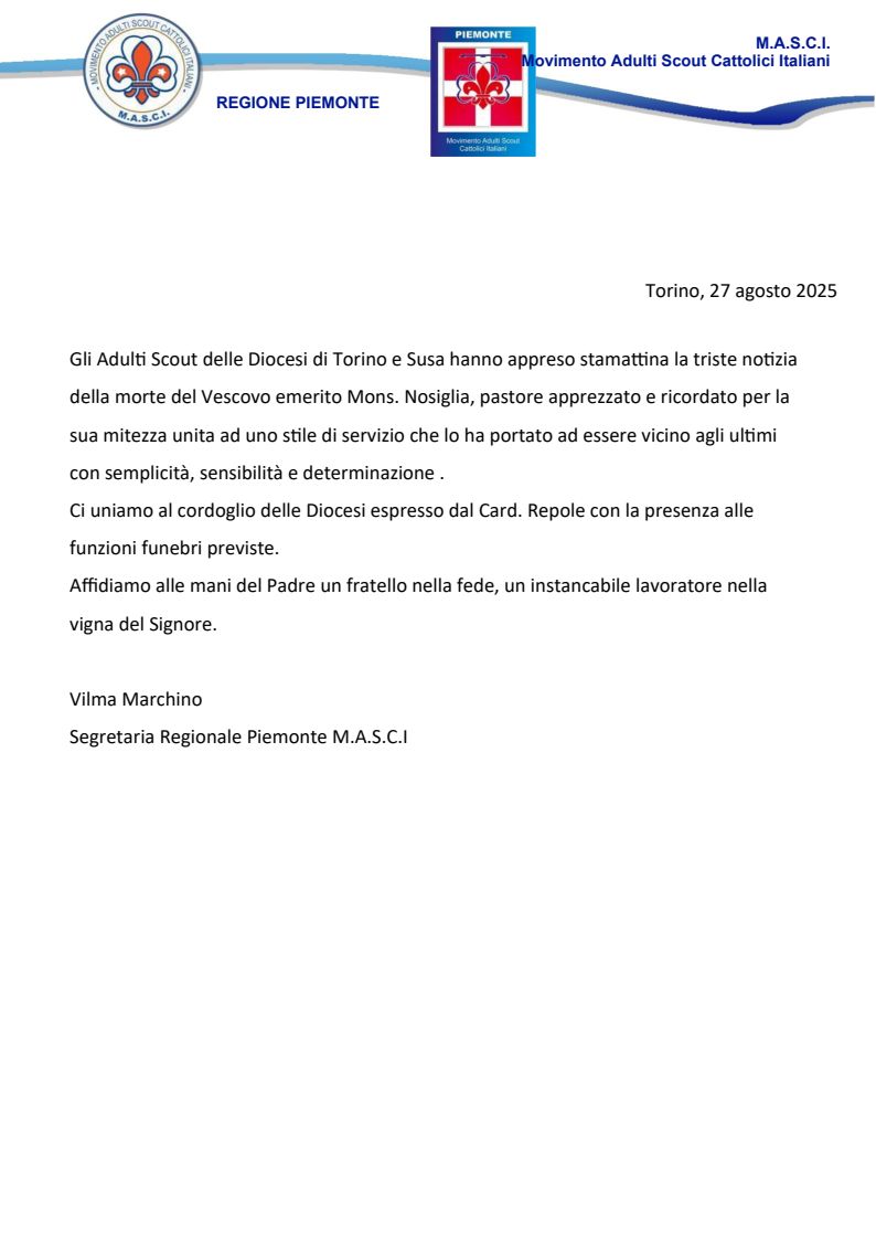 Condoglianze Mons.Nosiglia